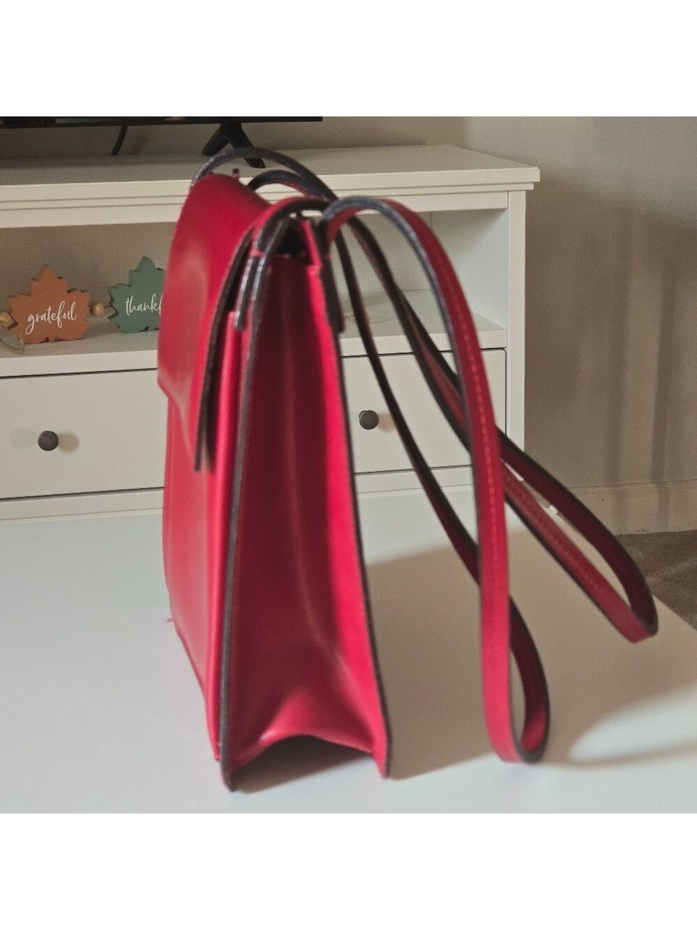 Vintage Frederic T Paris Red Leather  Shoulder Tote Bag - Picture 3 of 8